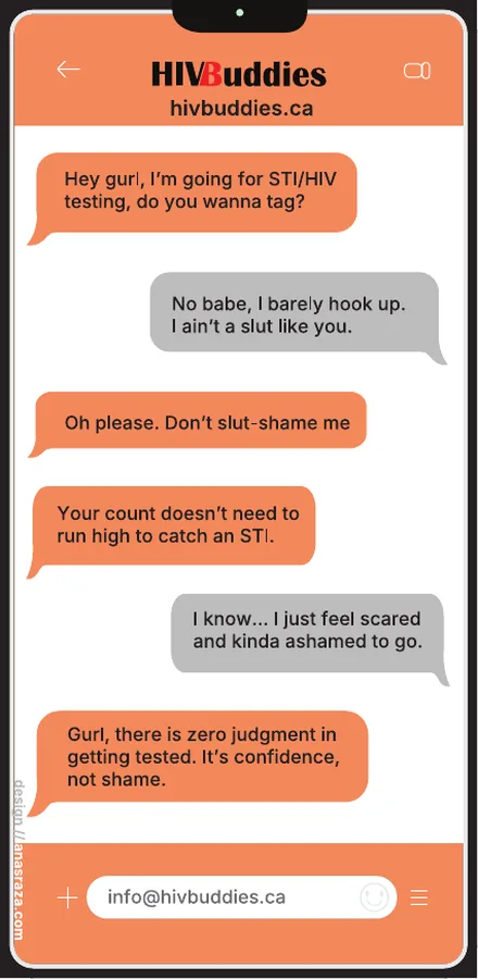 Chat-style postcard destigmatizing STI testing